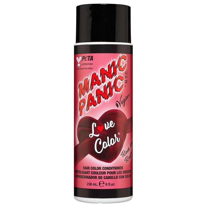 MANIC PANIC Cool Deep Blood Red Color Depositing Conditioner - Love Color Hair Conditioner Keeps Hair Vibrant, Nourished & Refreshed - Formulated with Shea Butter & Quinoa - Rock Me Red (8oz)