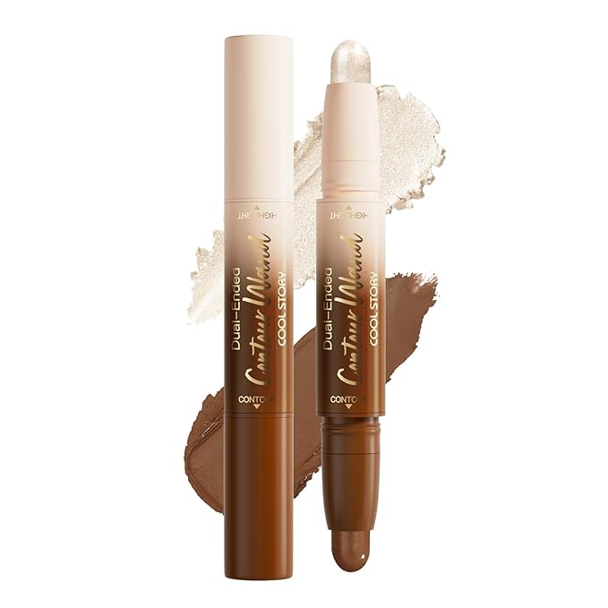 2-in-1 Contour & Highlight Stick Cream Waterproof Contour Stick,Buildable Formula for Natural Definition and Sculpting,Flawless Cheeks/Jawlines/Nose Contours, creat your better face (Universal)