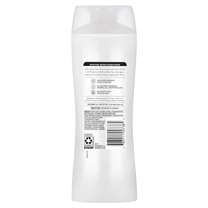 Suave Moisture Repair Conditioner, Sulfate-free, for restored moisture with every wash, safe for color treated hair, 12.6 oz Pack of 6