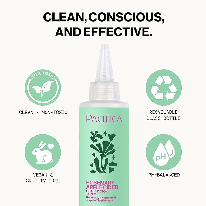 Pacifica Scalp Detox Tonic – Scalp Exfoliator with Glycolic & Salicylic Acid for Clarifying Build Up & Purifying – Infused with Rosemary to Support an Itchy, Dry Head – Vegan & Cruelty-Free – 5 oz