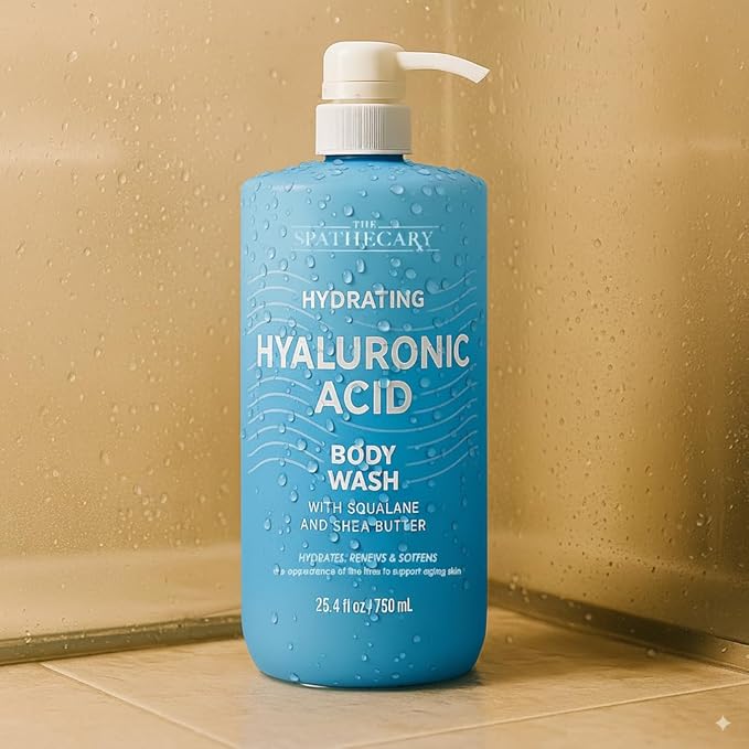 Hyaluronic Acid Body Wash with Squalane & Shea Butter – Hydrating Moisturizing Shower Gel for Dry & Sensitive Skin, Daily Cleanser for Soft Smooth Skin, Vegan, Sulfate Free, 25.4 fl oz