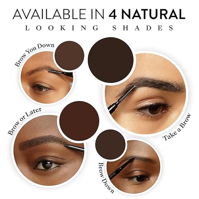 Waterproof Eyebrow Pen with Brush, Brow Pencil & Lash Spoolies for Eyelash Extensions, Eye Brow Pencils for Women, Eyelash Brush & Spoolie Combo, Eyebrow Makeup Tool Set, Brow Down (Deep Brown)