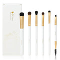 DUcare Eye Makeup Brush Set, 6 Pcs Professional Eyeshadow Blending Makeup Brushes for Concealer Eyebrows Eyeliner, Soft Hairs & Wood Handle, White