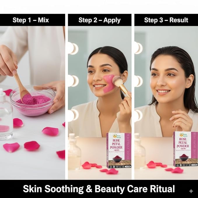 Herbs Botanica Rose Petal Powder Natural, 100% Natural for Face Mask, DIY Skin Care, Aromatherapy, No Preservatives or Colors, Chemical-Free Herbal Powder, 100 gm / 3.52 oz