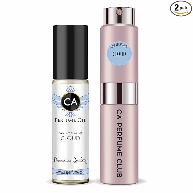 CA Perfume Duo Impression of Cloud For Women Perfume Layering Set Long Lasting Travel Size EDP + Body Oil Roll-On Bottle 0.27 Fl Oz+0.33 Fl Oz