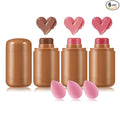 3 Colors Blush Stick with Makeup Sponges,Matte Solid Cream Blush,Multi-Use Blush Stick for Cheeks,Lips and Eye,High Pigmented Makeup Sticks Set A4