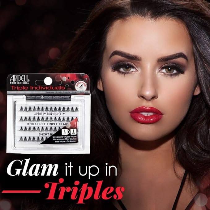 Ardell Triple Individual Lashes False Eyelashes - Knot-Free, Short Black, DIY Lash Clusters, Reusable Eyelash Extensions, 4 Pack
