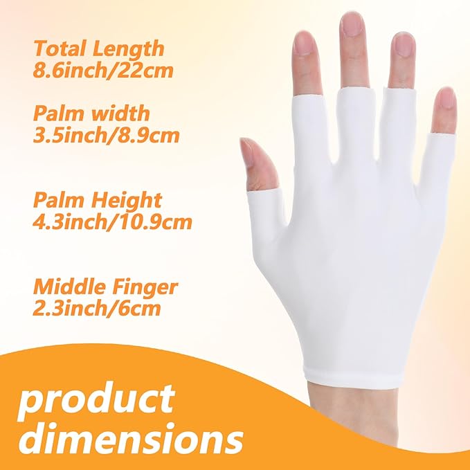 4 Pairs White Fingerless Gloves, Moisturizing Night Gloves for Dry Hands, Eczema Treatment Sleeping Gloves, Overnight Hydration Spa Hand Care