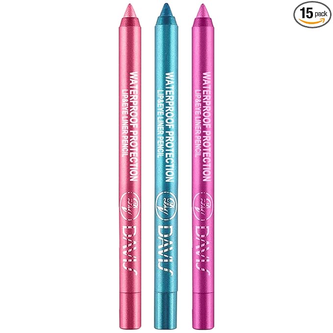 LemonSac 3 Colorful Eyeliner Pen Set, Eye Shadow Pencil, Pearl Eyeliner Kit Metallic Glitter Eye liner Pencil for Women Eye&Lip Liner Professional Eye Makeup Set Colorful Eye Color (3PCS B)