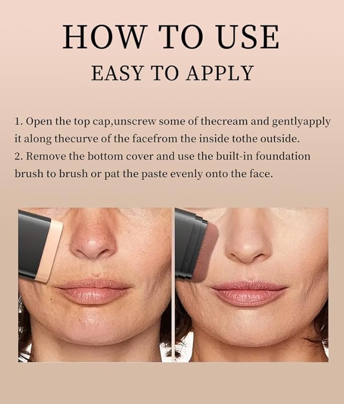 Foundation Stick, 2 in 1 Dual-Ended Long-Lasting Concealer Korean Foundation Contour Stick, Waterproof Contouring foundation with Brush, Full Coverage Matte Finish for Face Makeup(03#LIGHT SKIN)