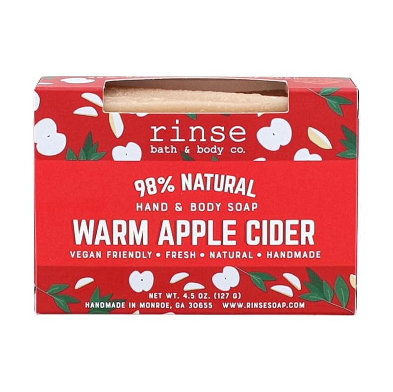 Rinse Bath & Body Warm Apple Handmade Soap - Shea & Cocoa Butter | Delicios Warm Apple Scent | Essential Oils | Vegan Friendly | 4.25oz