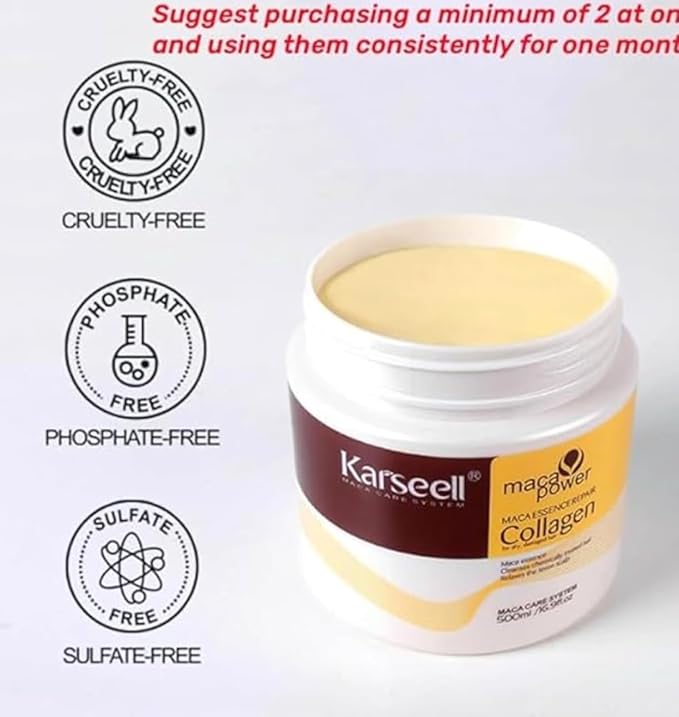 Deep Repair Conditioning Argan Oil Collagen Hair Mask Essence for Dry Damaged Collagen Hair Treatment All Hair Types 16.90 oz 500ml