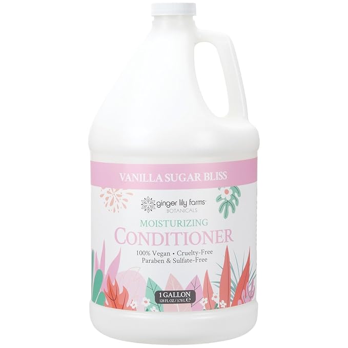 Ginger Lily Farms Botanicals Moisturizing Conditioner for Dry Hair, 100% Vegan & Cruelty-Free, Vanilla Sugar Bliss Scent, 1 Gallon (128 fl oz) Refill