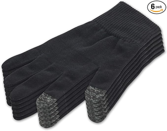 Donfri 6 Pairs Cotton Moisturizing Gloves Men Touchscreen Fingers for Eczema Dry Hands Hand Care Overnight Moisturizing (Large-Black)