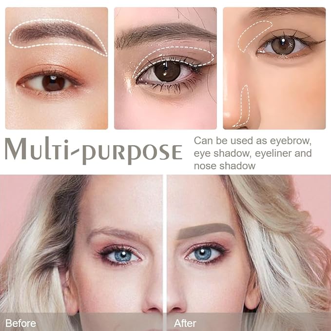 FeiCuiYun 3 Colors Eyebrow Powder Kit for Women, Long-Lasting Waterproof Matte Brow Powder, Eye Brow Powder with 2 Double-ended Eyebrow Brush, Purse-Friendly Compact (A03#Black Tea, 1Pcs)