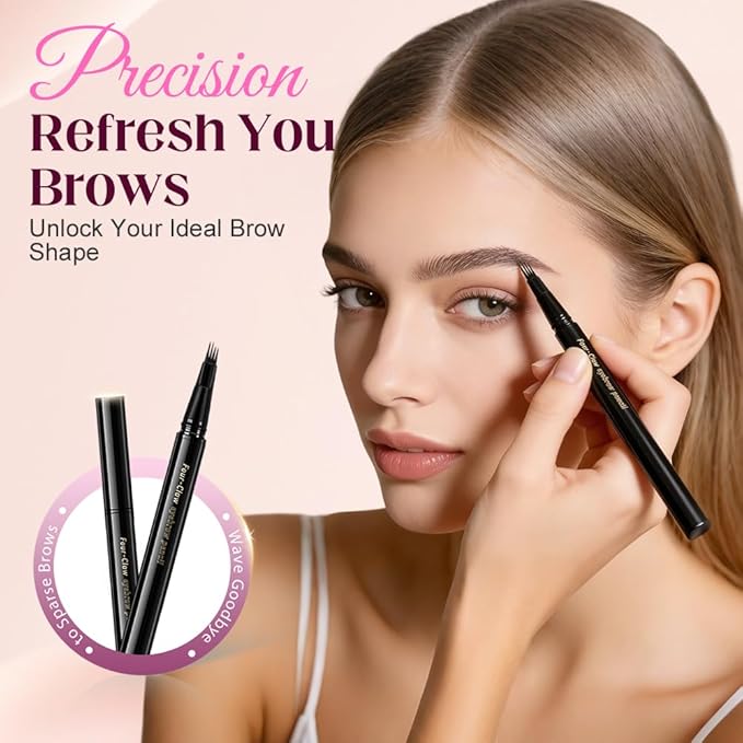 Eyebrow Dye for Men, Waterproof Magic Eyebrow Pencil, Beard Pencil Filler for Men, Waterproof Sweat Proof Long Lasting Eyebrow Makeup for Full, Defined Eyebrows (Black*2Pcs)