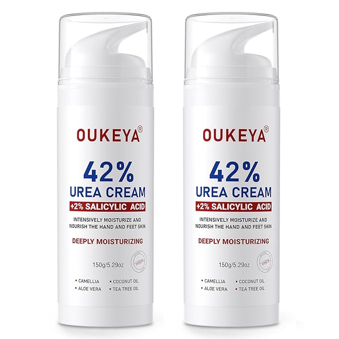 OUKEYA Urea Cream 42% Plus 2% Salicylic Acid, For Extremely Dry Skin on Heels, Elbows, Knees, 5.29 Ounce (Pack of 2)