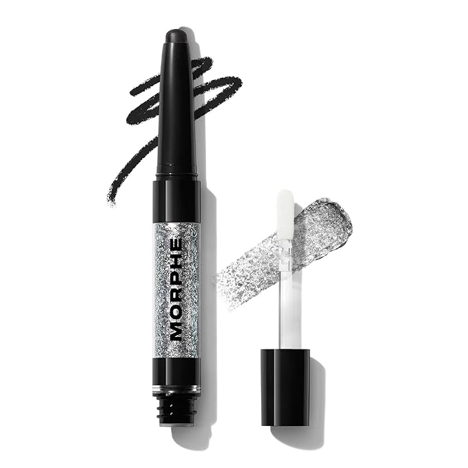Morphe Mixed Signals Dual-Ended Eyeshadow Stick - Cream Eyeshadow Pigment & Chrome Liquid Flakes for Bold, Layered Eye Makeup Looks - Forever/Fling (0.028 oz)