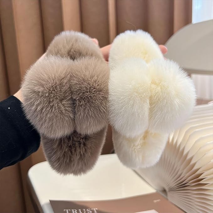 YOYLMAL Large Faux Fur Hair Claw Clip for Women, 5.1 Inches Winter Fluffy Fuzzy Hair Clips, Nonslip Strong Hold Furry Big Jaw Clamp for Thick Long Hair (White)