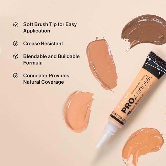 L.A. Girl HD Pro.Conceal, Medium Bisque GC975 (Pack of 2)