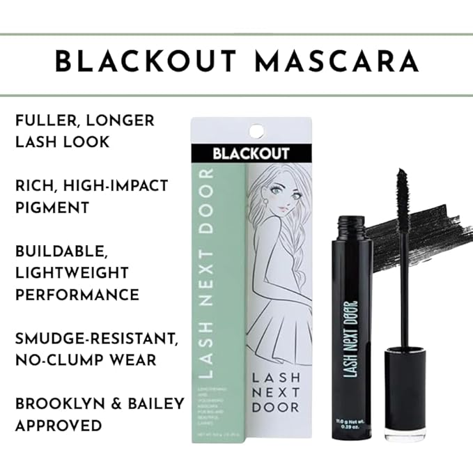 Lash Next Door Mini Mascara Black by Brooklyn & Bailey – Travel Size, Volumizing & Lengthening, Washable, Clump-Free, Smudge-Resistant, Lightweight Formula – 0.19 oz, 1-Pack