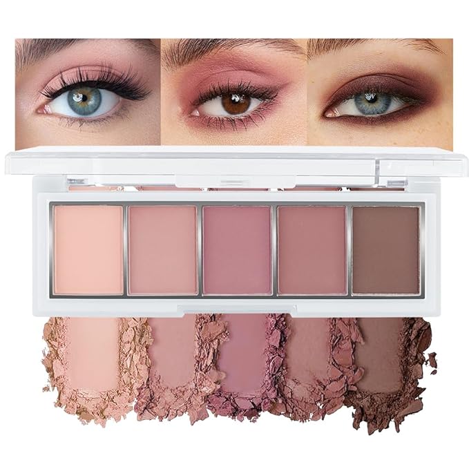 Matte Eyeshadow Palette, Rose Mauve Pink Neutral Eye Shadow, Dusty Pink Taupe Brown Eyeshadow, Soft Blendable Natural Makeup, Long Lasting Waterproof for Daily Date Soft Glam Look, Sombra de Ojos 04