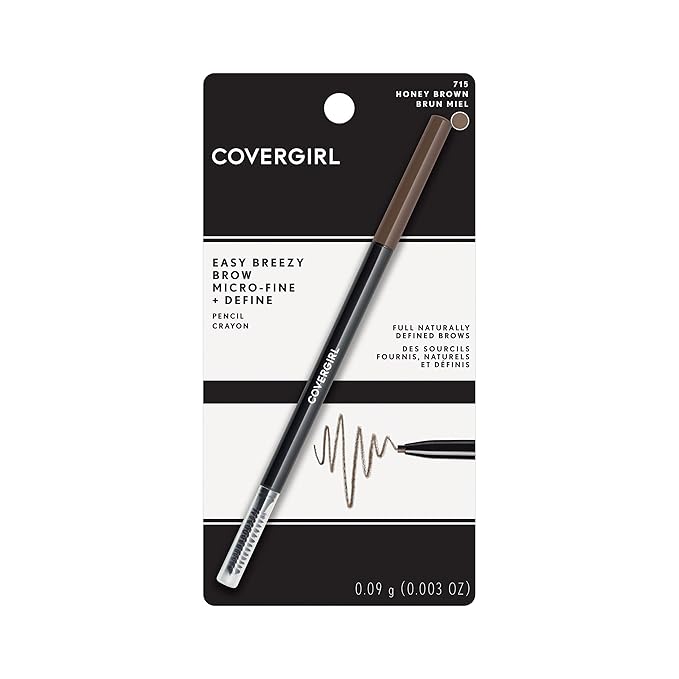 COVERGIRL - Easy Breezy Brow Micro-Fine + Define Pencil, Micro-fine tip, no sharpening required, Built-in spoolie-brush, 100% Cruelty-Free (Pack of 2)