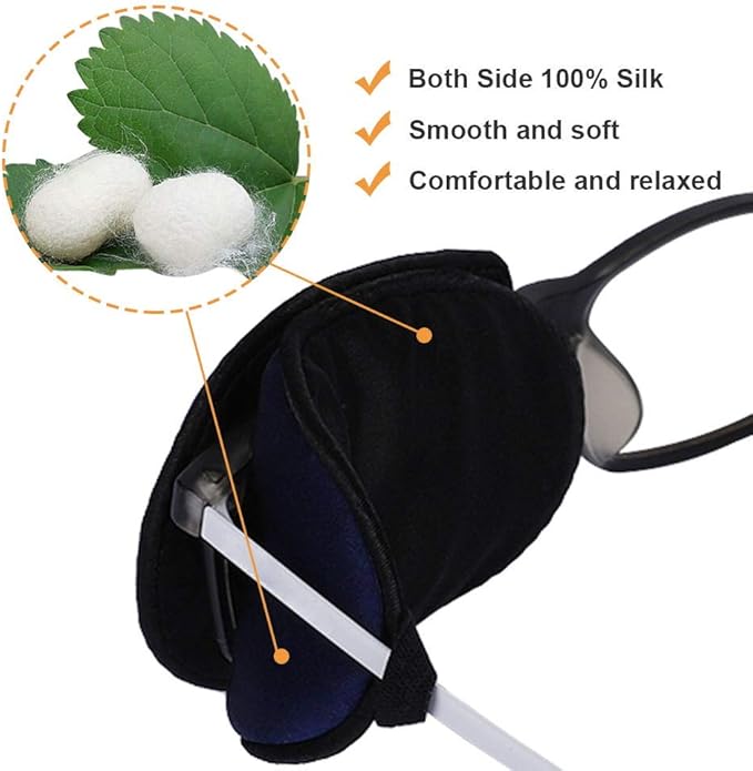 eZAKKA Eye Patches for Adults Kids Eye Patch for Glasses Silk Patch for Lazy Eye Amblyopia Strabismus and After Surgery (Light Blue + Deep Blue)