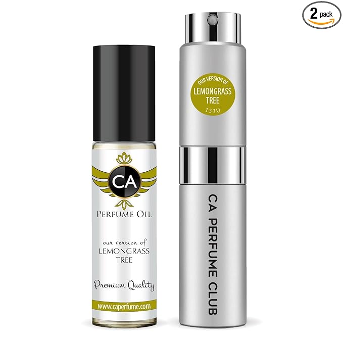 CA Perfume Duo Impression of Lemongrass Tree For Women And Men Perfume Layering Set Long Lasting Travel Size EDP + Body Oil Roll-On Bottle 0.27 Fl Oz+0.33 Fl Oz