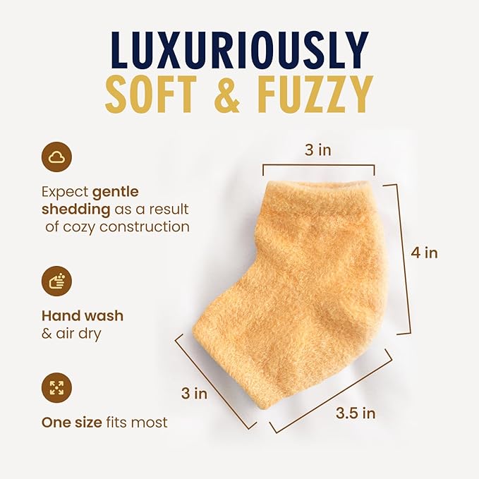 Dr. Frederick’s Original Moisturizing Fuzzy Heel Socks - Cozy Gel-Lined Socks for Dry Cracked Heels - 2 Pairs - Overnight Foot Care with Olive Oil, Vitamin E - Gifts for Women & Men - Citrus Glow