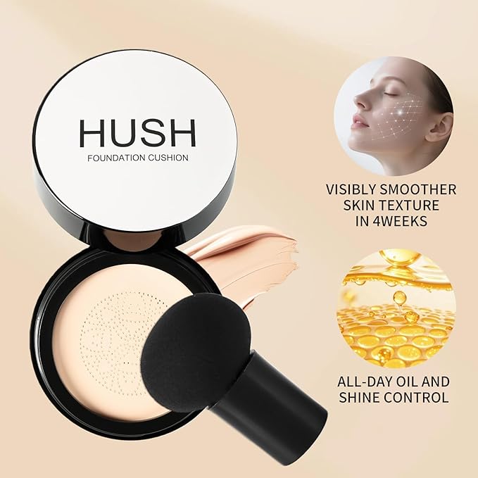 Foundation for Women, Ideal for Light/Medium Complexions, Mushroom Head Air Cushion CC Cream, BB Cream for Women (Natural)