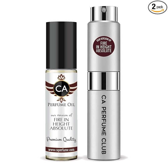 CA Perfume Duo Impression of Fire in Height Absolute For Men Perfume Layering Set Mens Cologne Long Lasting Travel Size EDP + Body Oil Roll-On Bottle 0.27 Fl Oz+0.33 Fl Oz