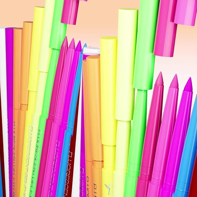 BestLand 12 Colors UV Neon Eyeliner – Festival Makeup, Glow in the Dark, Waterproof & Smudge-Proof, Colorful Liquid Eyeliner for Face & Body Art, Rave Party, Cosplay, Halloween