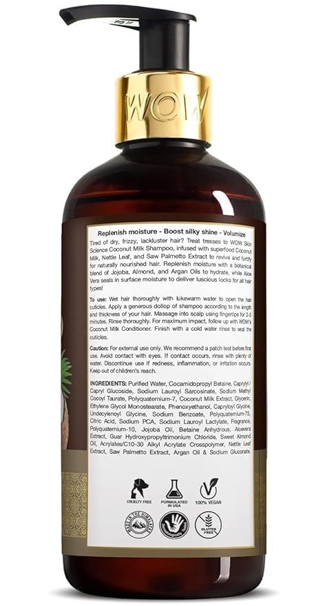 W.O.W Skin Science Coconut Milk Shampoo For Hair Fall/Strength/Damage/Thinning - 300ml
