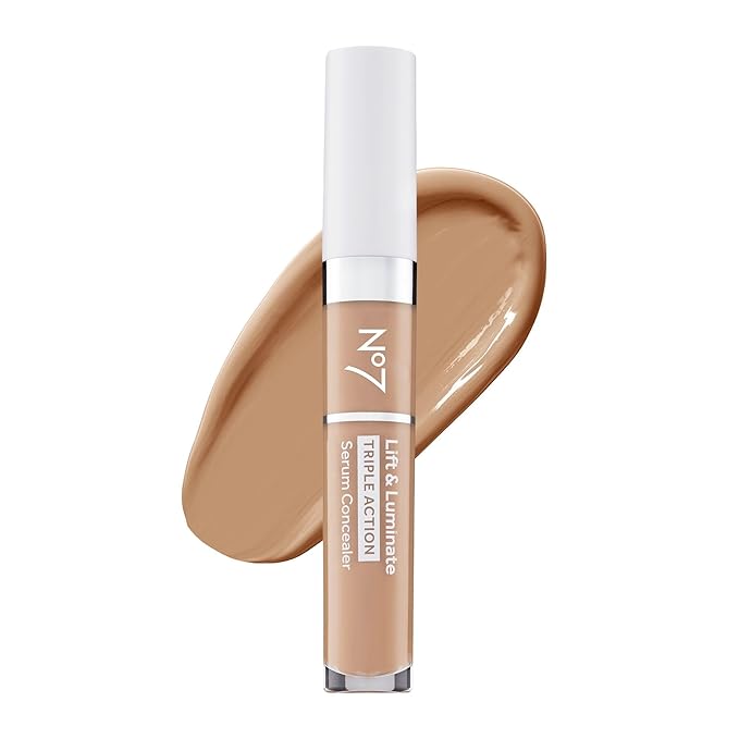 No7 Lift & Luminate Triple Action Serum Concealer - Medium - Anti Aging Liquid Concealer Makeup for Blemishes & Dark Circles - Medium to Full Coverage Concealer for Face (8ml)