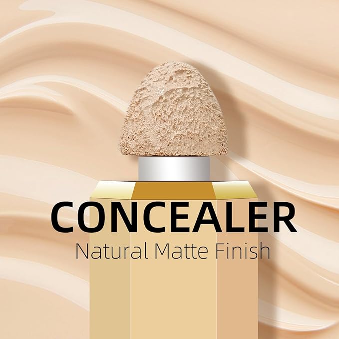 Liquid Concealer Makeup, Full Coverage Cream Face Concealer with Cushion Applicator, Highly Pigmented, Natural-Looking, Hydrating, Waterproof (#05 Natural)