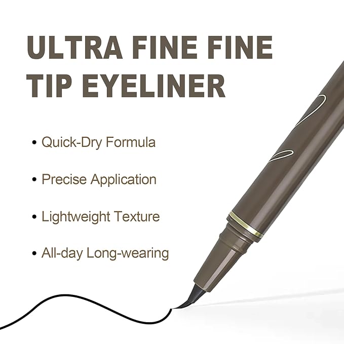 Ultra Fine Liquid Eyeliner Pencils- Slim Felt Tip for Precise Eye Lines, Waterproof, Smudge Proof & Quick-Drying, Winged Liner and Inner Corner. Long Lasting All Day Makeup, Smooth & Lightweight