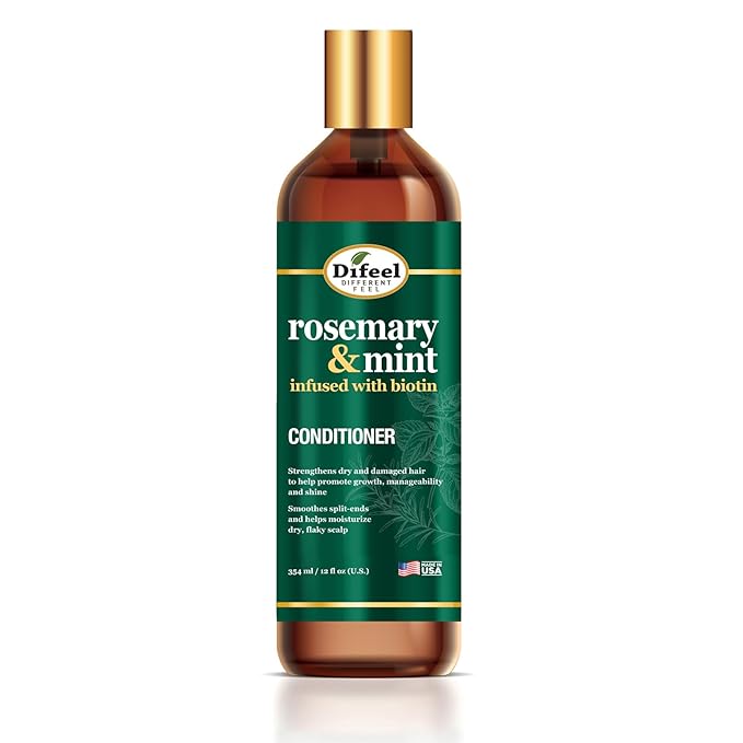 Difeel Elevated Rosemary Mint Hair Conditioner with Biotin 12 oz. - Made with Natural Rosemary & Mint to Strengthen Dry, Damaged Hair, Promote Growth, Smooth Split Ends & Moisturize Dry Scalp