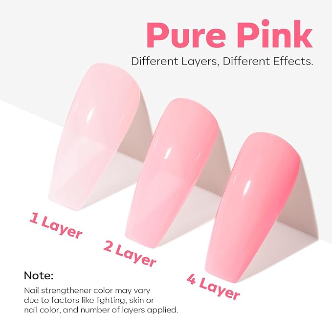 modelones Nail Strengthener,Light Pink Nail Polish Low Odor Nail Hardener Extra Strong and Growth Nail Repair for Damaged Thin Brittle Nails Care Natural Concealer 15 ML