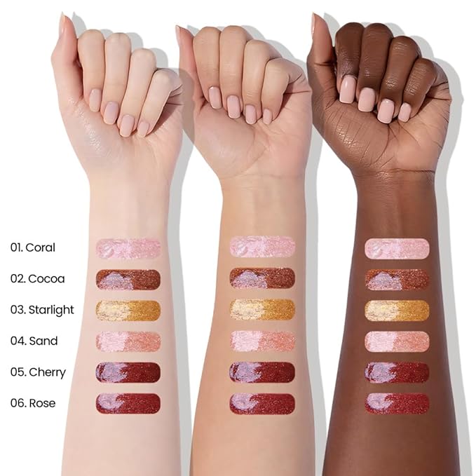 SUAKE Liquid Sparkling Glitter Eye Shadow – Rose Gold Cherry Eyeshadow, Eyeliner, Eyelid Shimmer Highlight Makeup, Highly Pigmented sombra de para ojos,Waterproof Quick-Drying (03Starlight#)