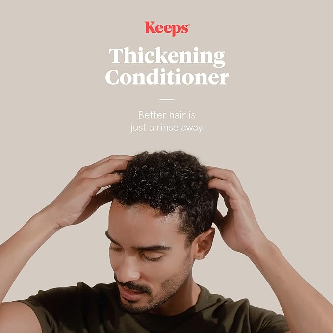 Keeps Thickening Conditioner for Men - Anti-Thinning Hair Care with Biotin, Caffeine & Saw Palmetto - Color Safe Men's Volumizing Conditioner - DHT-Blocker - for Fuller, Thicker Looking Hair - 8 Fl Oz