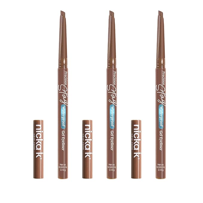 NICKA K NEW YORK Precision Stay Waterproof Gel Eye Liner (Brown 3 Pack)