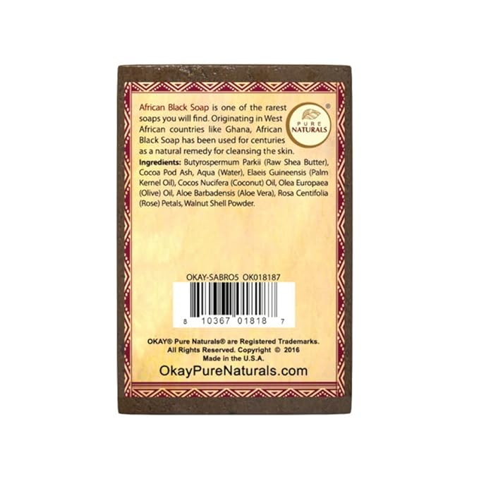 OKAY | African Black Soap with Rose | For All Skin Types | Cleanses and Exfoliates | Nourishes and Heals | Free of Sulfate, Silicone & Paraben | 5.5 oz