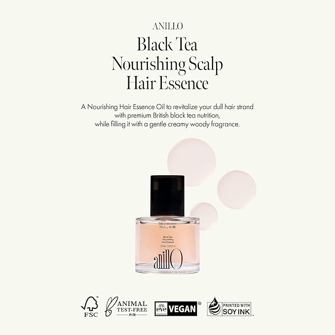 ANILLO Black Tea Scalp Nourishing Duo: Scalp Hair Mask & Essence Set - Strengthen Scalp Barrier & Repair Weak Hair - Vegan, Woody Scent (1.69oz+5.07oz)