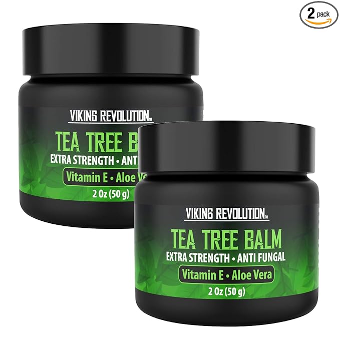 Viking Revolution Tea Tree Oil Cream - Super Balm Athletes Foot Cream - for Eczema, Jock Itch, Ringworm, Nail Treatment - Soothing Skin Moisturizer for Itchy, Scaly, Cracked Skin, 2 Ounce (Pack of 2)