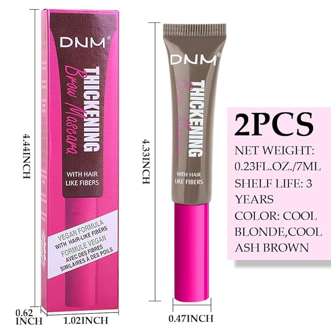 Tinted Thickening Brow Mascara,Brow Glue Eyebrow Gel, Waterproof, Transfer-proof, Brush to Fill in Eyebrows and Cover Gray Hairs - Cruelty Free (2pcs 02 Cool Blonde &05 Cool Ash Brown)