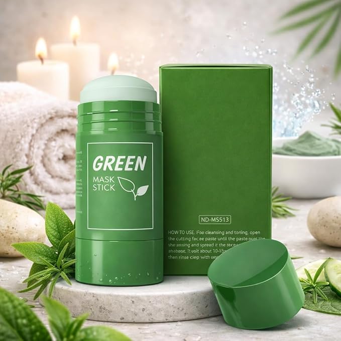 Green Tea Mask Stick for Face, Blackhead Remover Clay Mask, Deep Pore Cleansing Stick, Oil Control Acne Treatment, Moisturizing Detox Face Mask, Pore Minimizing Skincare for Women and Men