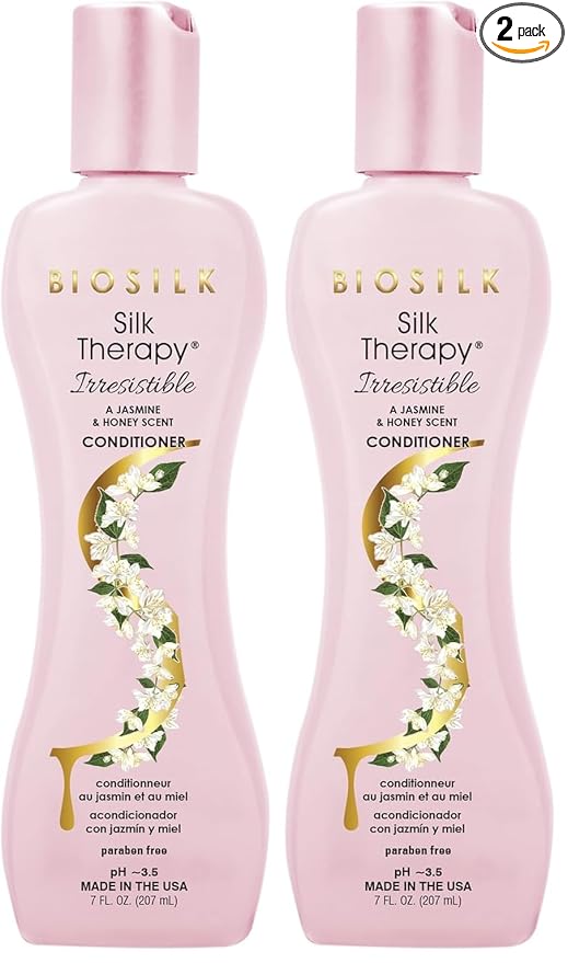 BioSilk Irresistible Collection Silk Therapy Conditioner,Moisturizes & Conditions Hair,Jasmine & Honey Scent,Sulfate,Paraben,&-Cruelty-Free,7 Oz,(Pack of 2)