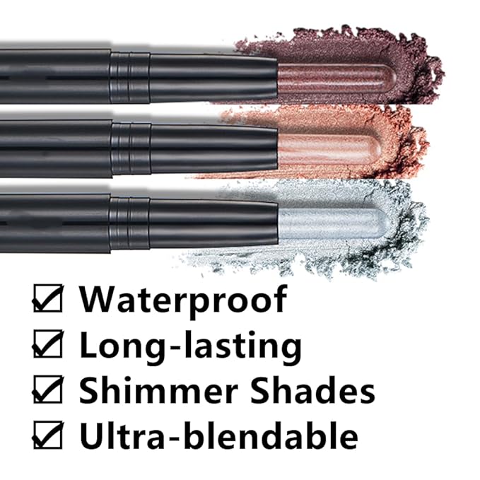 Light Gold Eyeshadow Stick Makeup, Smooth Cream Shimmer Eye Shadow Pencil, Waterproof Hypoallergenic Long Lasting Crayon, Glitter Primer Palette Eyeliner