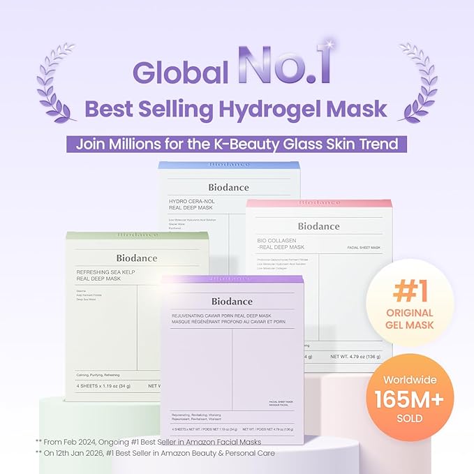 BIODANCE Rejuvenating Caviar PDRN Real Deep Mask, Overnight Hydrogel Face Mask, Skin Firming, Radiance, Enhancing Skin Recovery, Korean Skin Care, Mothers Day Gifts | 1.19oz(34g) x 4ea
